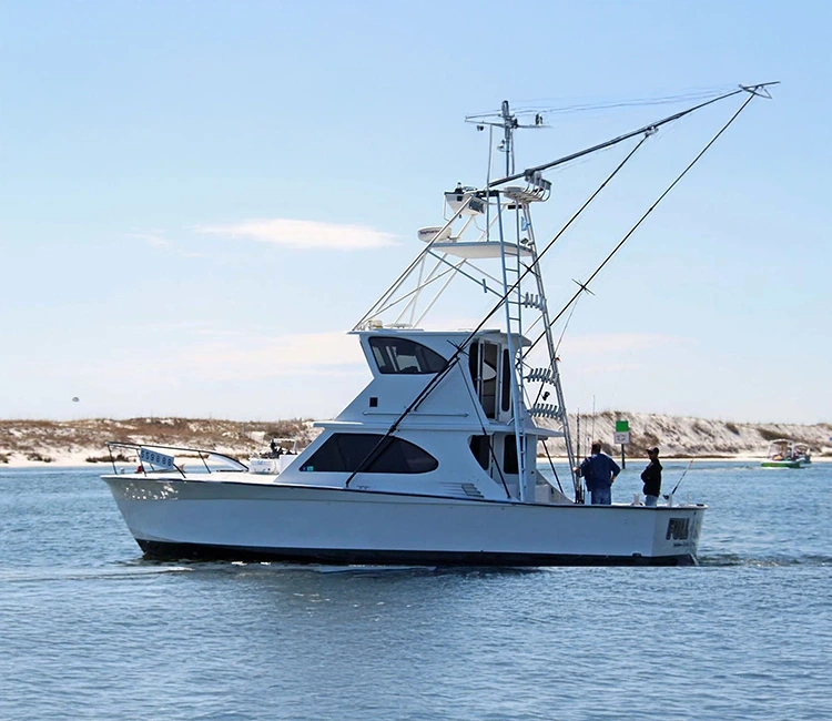 Fishing charter boat on the water in Destin.