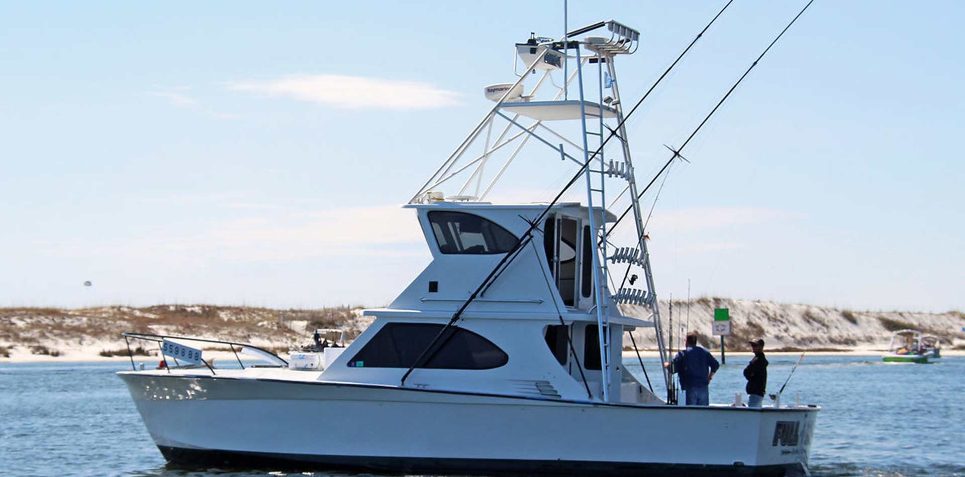 Fishing charter boat on the water in Destin.